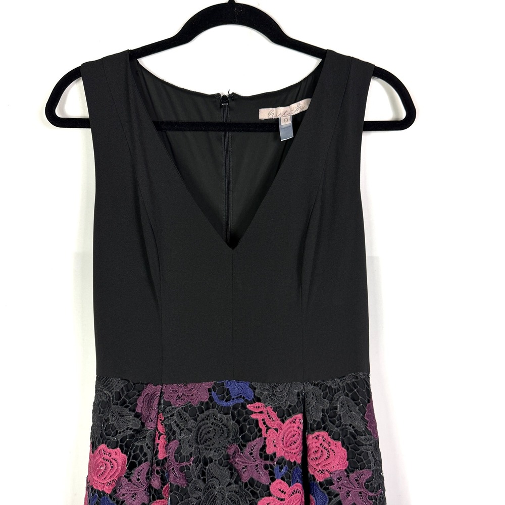 Hutch Lace Plunge Gown Black Pink Floral Dress Sleeveless V-Neck Sz 0 - Picture 6 of 14